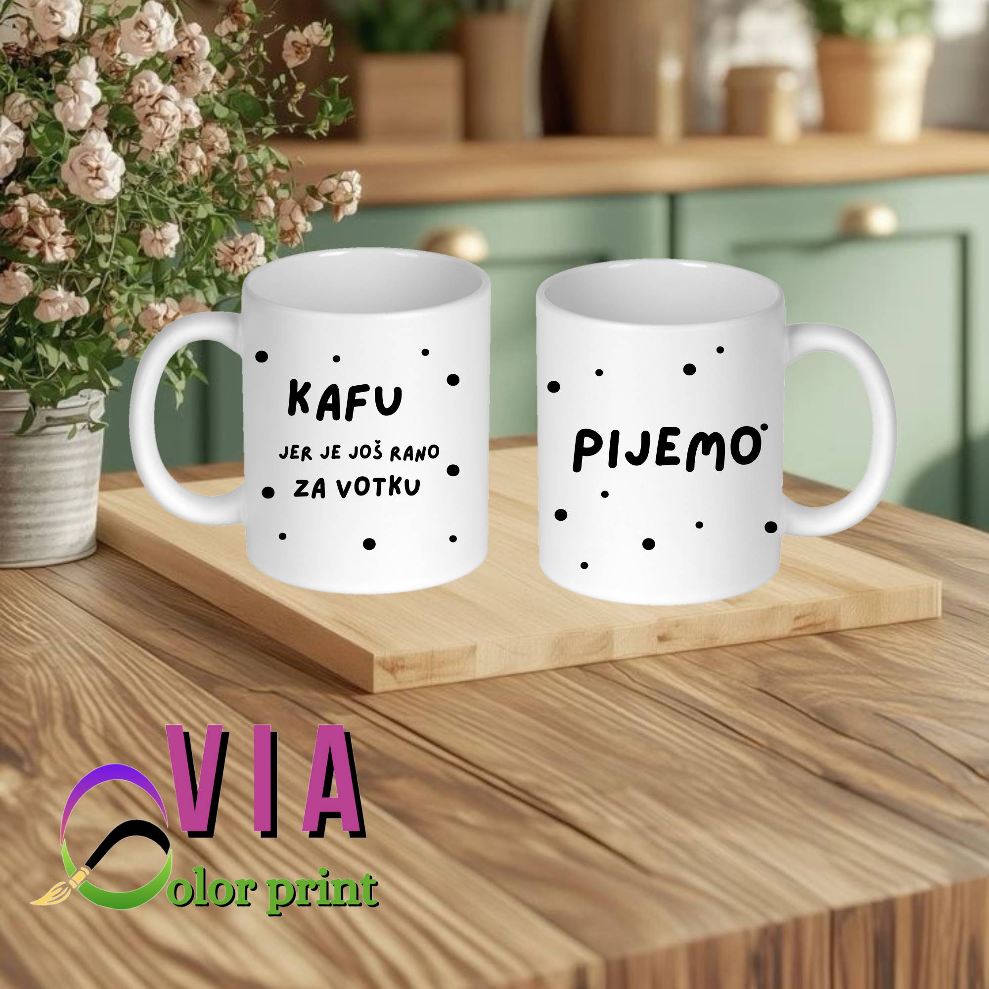 Šolja sa dvostranom štampom-PIJEMO KAFU